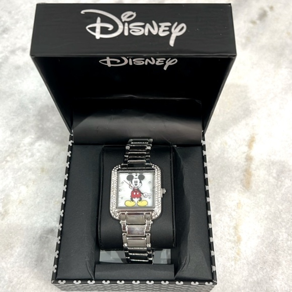 DISNEY Women’s Mickey Mouse Crystal Embellished Silvertone Watch - Picture 4 of 11
